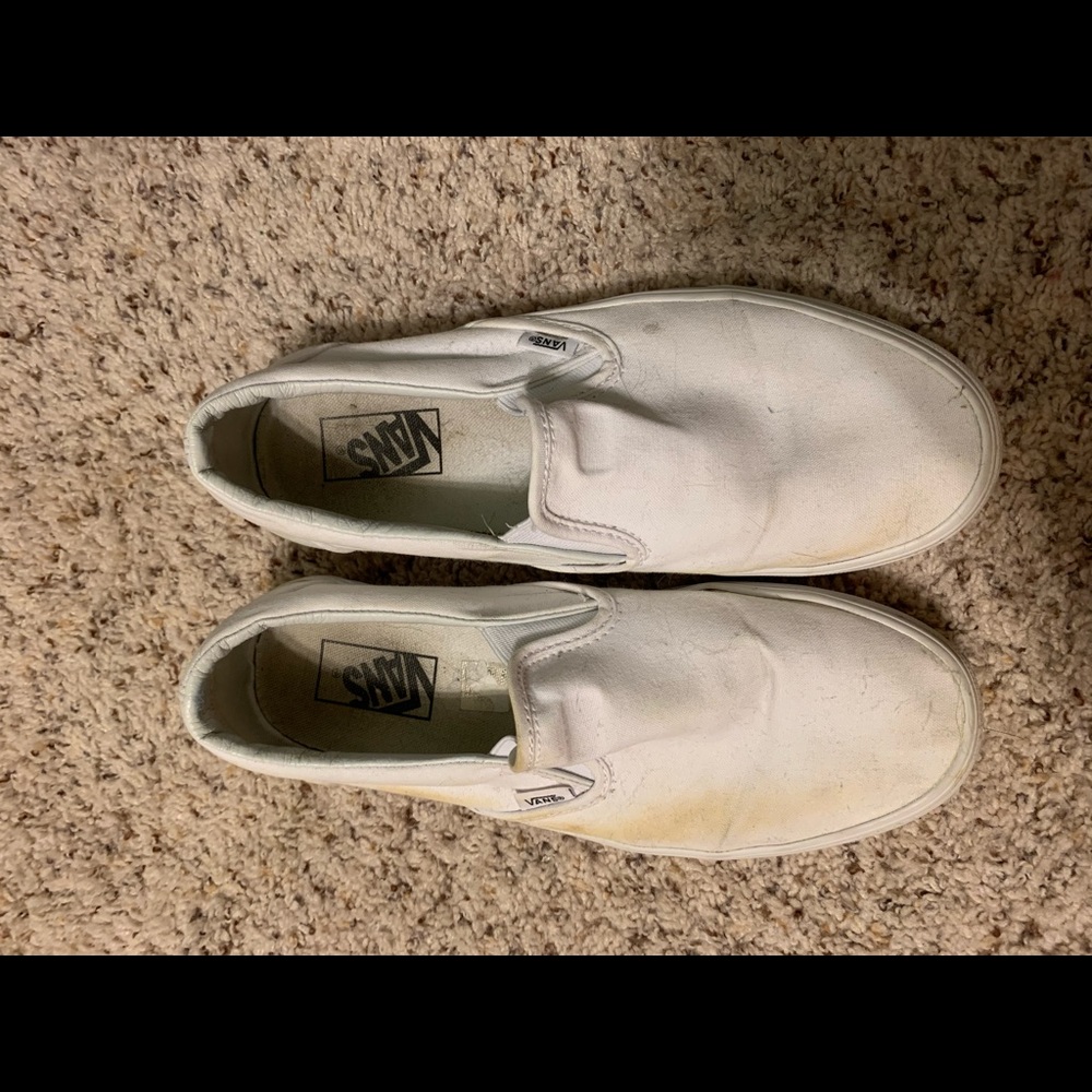 white slip on vans